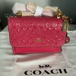 Coach Pink Embossed Leather Crossbody Bag